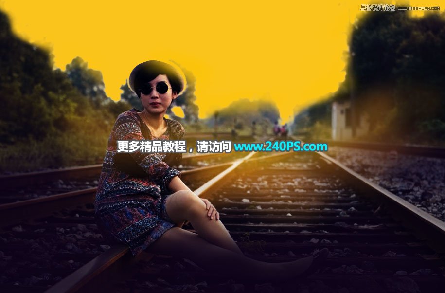 Photoshop给人像照片添加唯美的霞光美景,PS教程,PS家园网