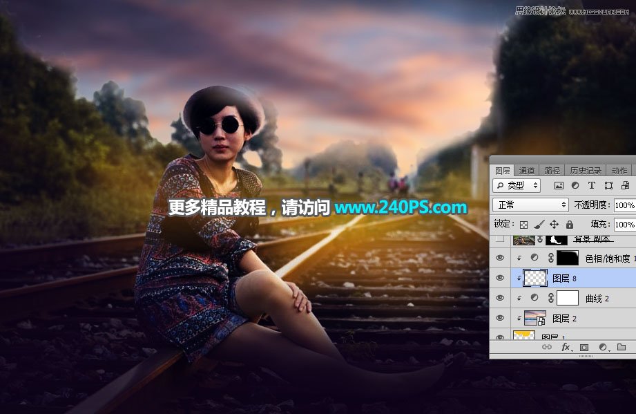 Photoshop给人像照片添加唯美的霞光美景,PS教程,PS家园网