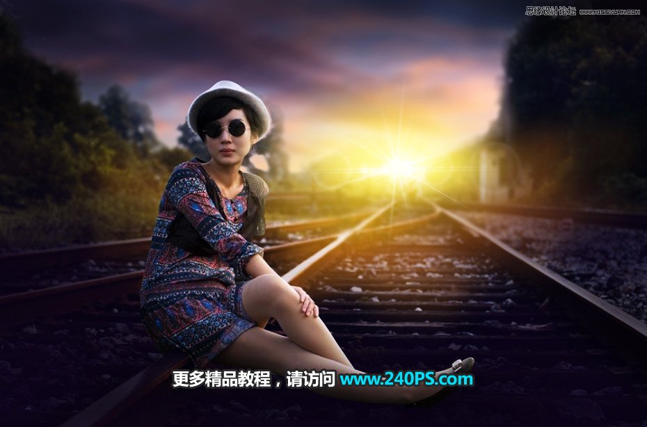Photoshop给人像照片添加唯美的霞光美景,PS教程,PS家园网