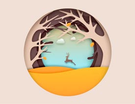 PS设计立体插画风格的圆形图标