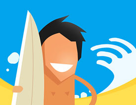 PS绘制卡通风格的冲浪插画