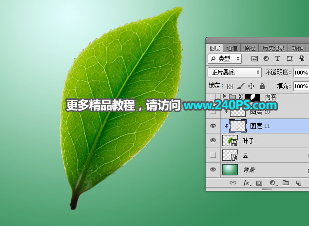 Photoshop合成创意的树叶中的茶山教程,PS教程,PS家园网