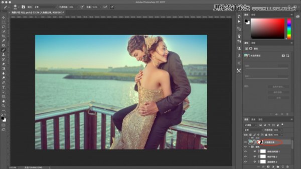 Photoshop调出复古风格外景婚纱照片,PS教程,PS家园网