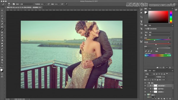 Photoshop调出复古风格外景婚纱照片,PS教程,PS家园网