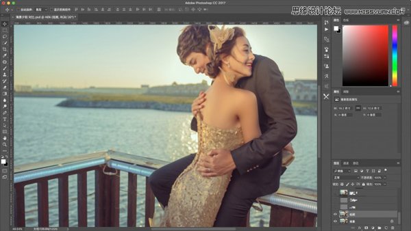Photoshop调出复古风格外景婚纱照片,PS教程,PS家园网