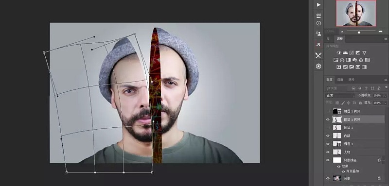 Photoshop创意合成被劈开的人物头像,PS教程,PS家园网