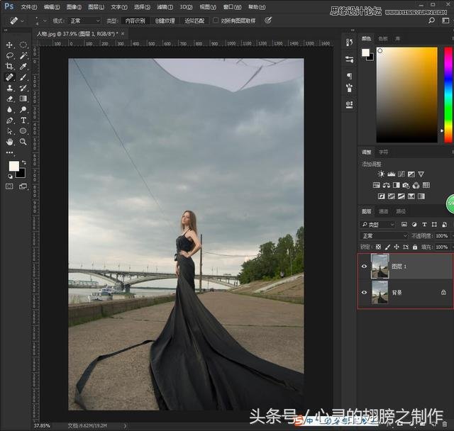 Photoshop给外景人像添加金色黄昏美景效果,PS教程,PS家园网