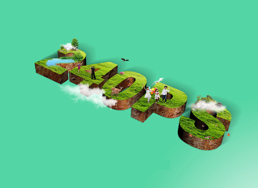 Photoshop制作创意的春季草地立体字教程,PS教程,PS家园网