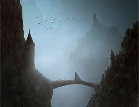 用PS合成迷雾森林中的悬崖和城堡