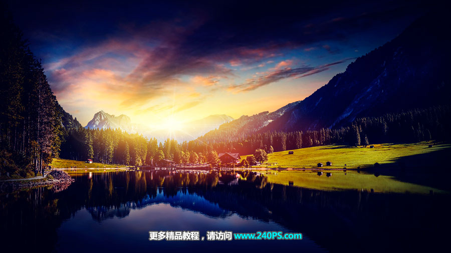 Photoshop给外景风光照片添加夕阳美景,PS教程,PS家园网