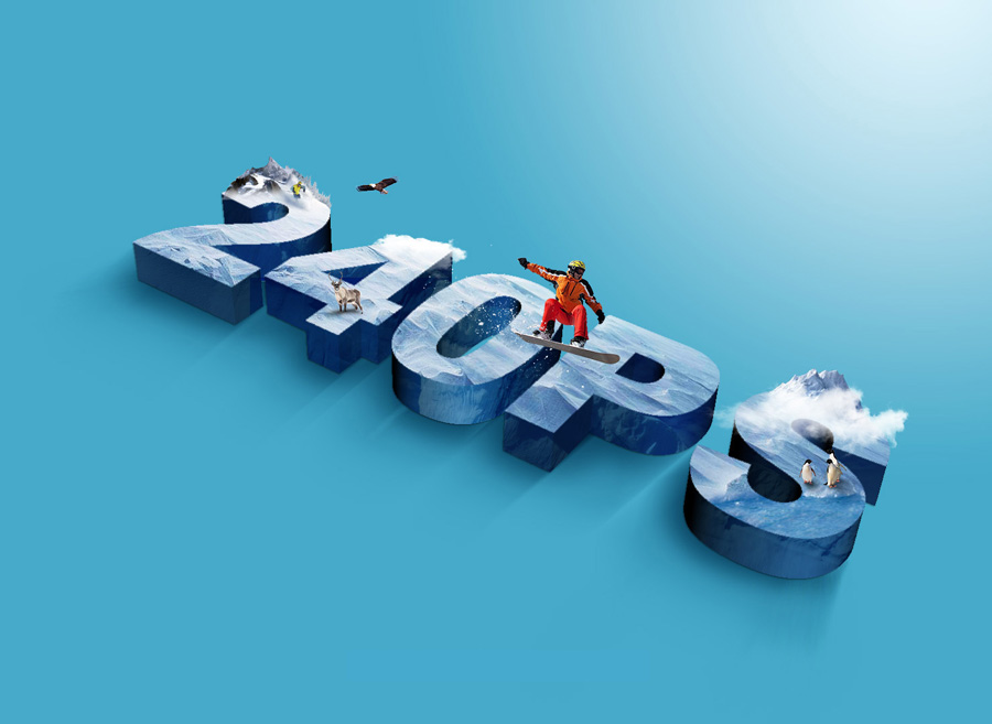 Photoshop制作3D立体风格的冰雪艺术字,PS教程,PS家园网