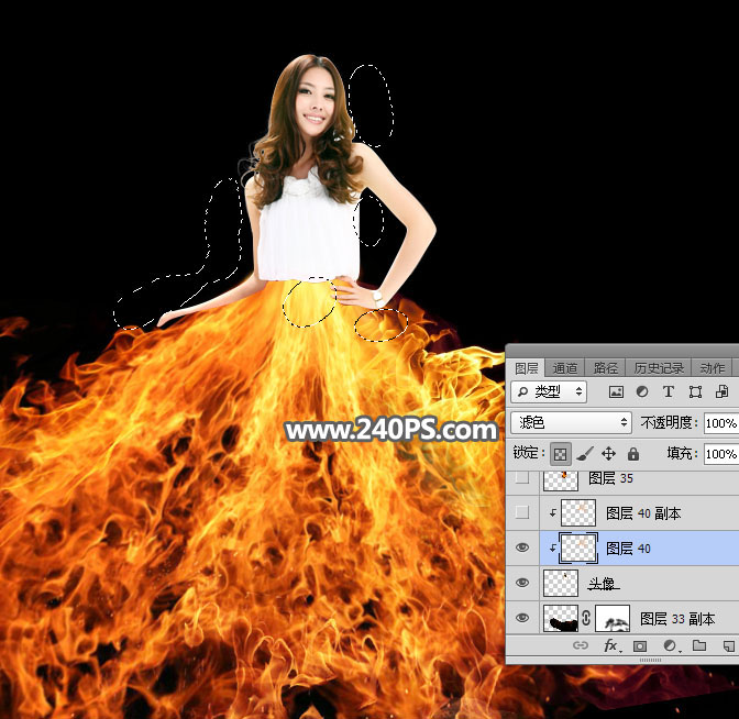 Photoshop快速给美女照片添加火焰裙装,PS教程,PS家园网