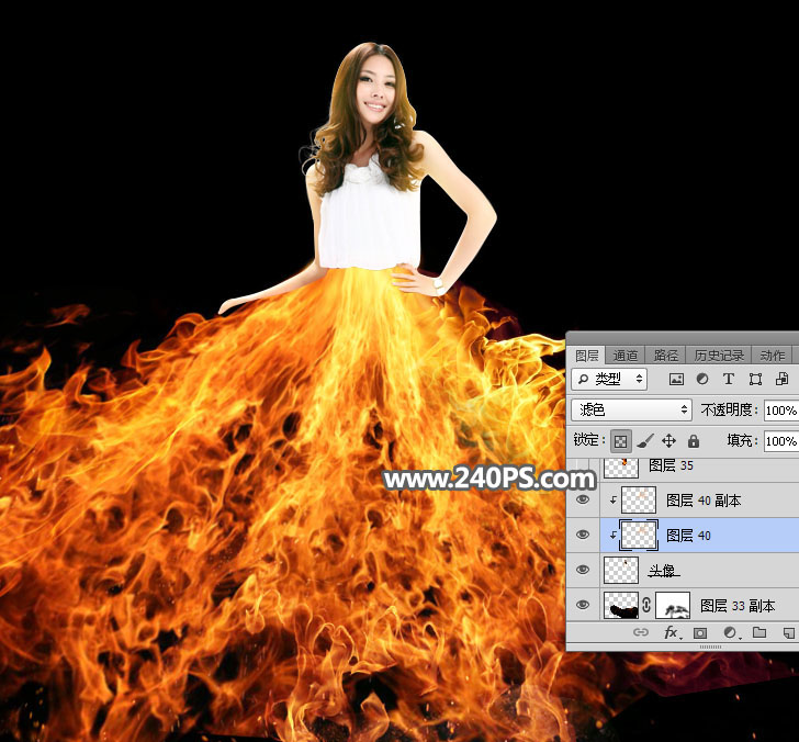 Photoshop快速给美女照片添加火焰裙装,PS教程,PS家园网