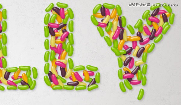 Photoshop制作由彩色豆子组成的创意艺术字,PS教程,PS家园网