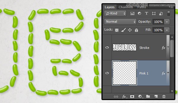 Photoshop制作由彩色豆子组成的创意艺术字,PS教程,PS家园网