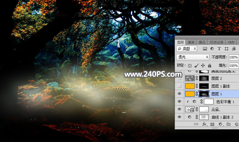 Photoshop合成森林中的天使美女唯美场景,PS教程,PS家园网