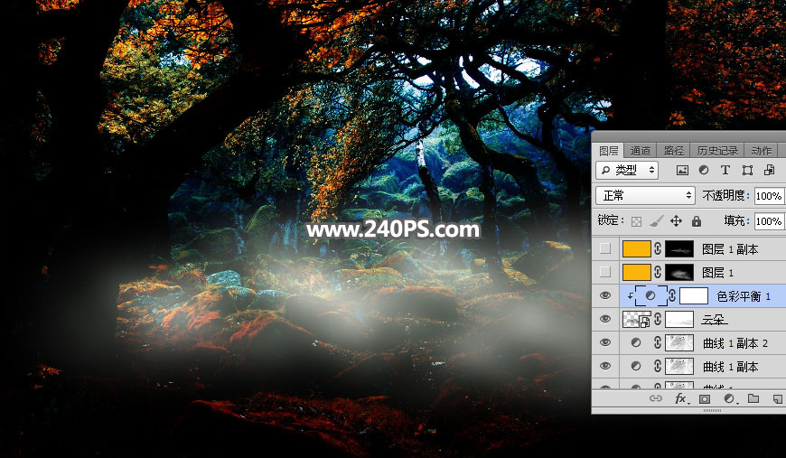 Photoshop合成森林中的天使美女唯美场景,PS教程,PS家园网