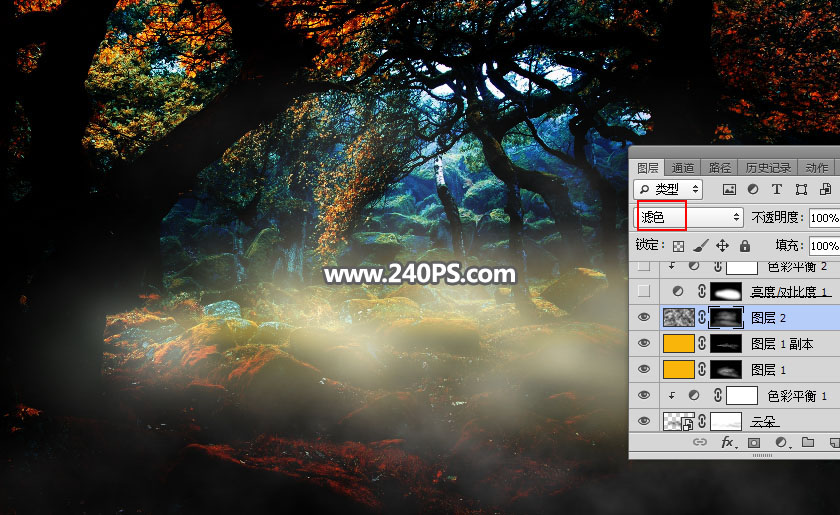 Photoshop合成森林中的天使美女唯美场景,PS教程,PS家园网