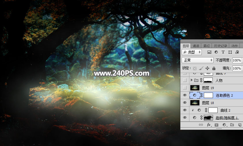 Photoshop合成森林中的天使美女唯美场景,PS教程,PS家园网