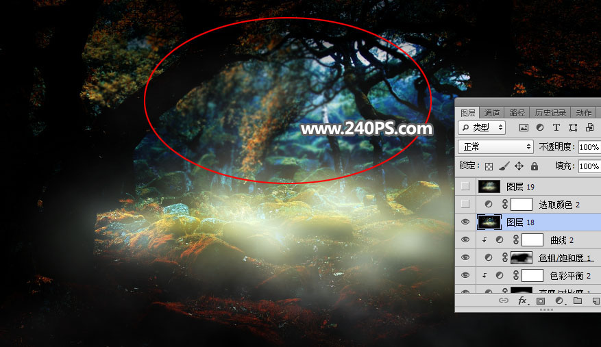 Photoshop合成森林中的天使美女唯美场景,PS教程,PS家园网