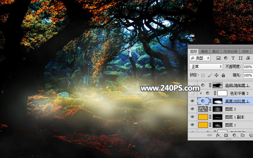 Photoshop合成森林中的天使美女唯美场景,PS教程,PS家园网