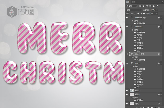 Photoshop制作粉色糖果纹理艺术字教程,PS教程,PS家园网