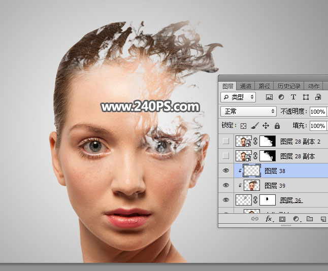 Photoshop详解人像头部被烟雾打散特效,PS教程,PS家园网