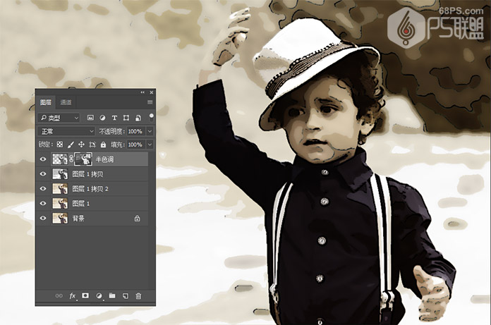 Photoshop快速把人像照片转为帆布漫画效果,PS教程,PS家园网