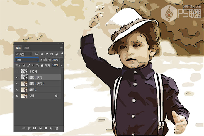 Photoshop快速把人像照片转为帆布漫画效果,PS教程,PS家园网