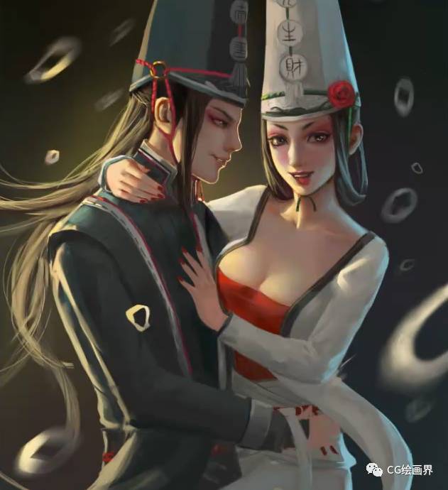 Photoshop绘制另类风格的黑白无常插画,PS教程,PS家园网