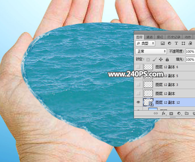 Photoshop创意合成手捧着瀑布微观场景图,PS教程,PS家园网