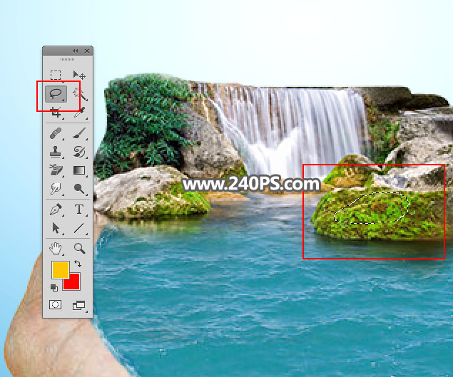 Photoshop创意合成手捧着瀑布微观场景图,PS教程,PS家园网