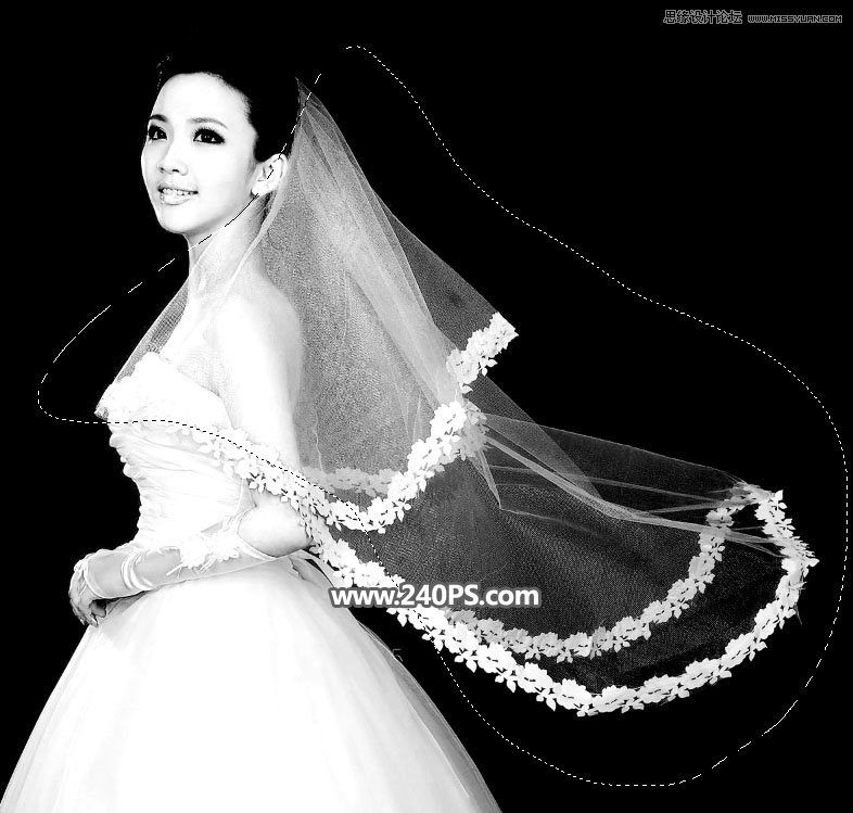 Photoshop使用通道工具抠出飘逸的透明婚纱照,PS教程,PS家园网