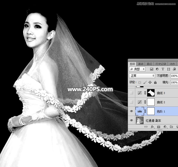 Photoshop使用通道工具抠出飘逸的透明婚纱照,PS教程,PS家园网