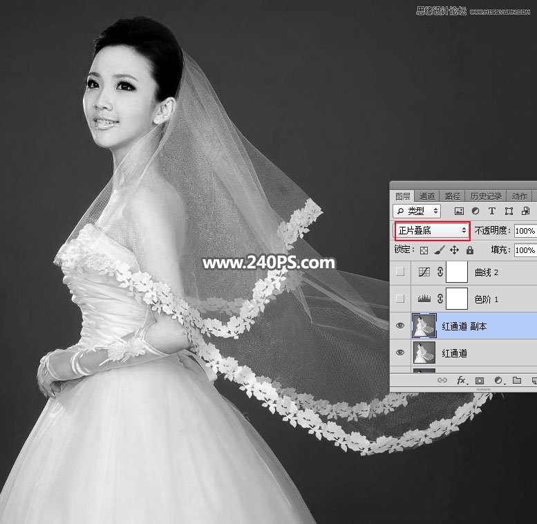 Photoshop使用通道工具抠出飘逸的透明婚纱照,PS教程,PS家园网