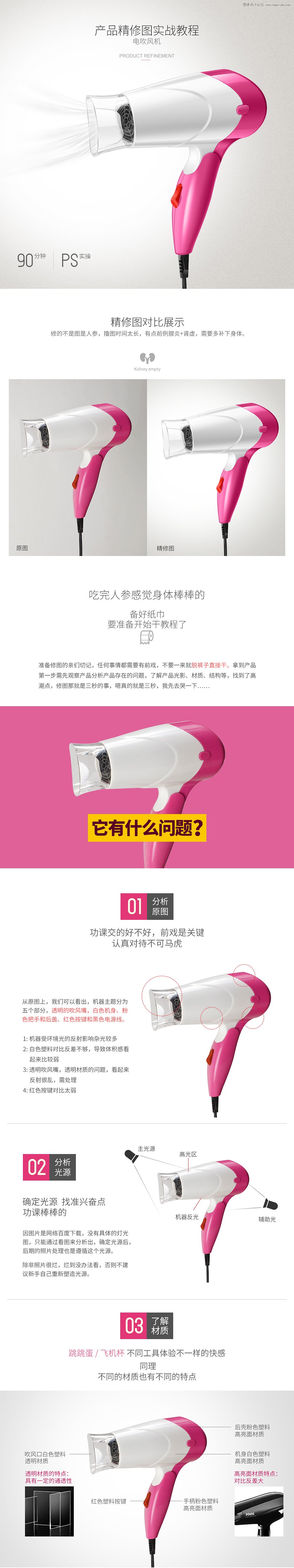 Photoshop详细解析电商产品电吹风机修图教程,PS教程,PS家园网