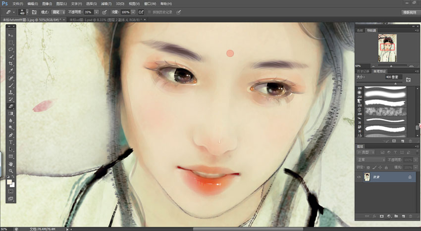 Photoshop制作中国风唯美主题工笔画人像效果,PS教程,PS家园网