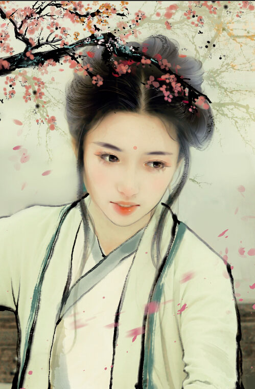 Photoshop制作中国风唯美主题工笔画人像效果,PS教程,PS家园网