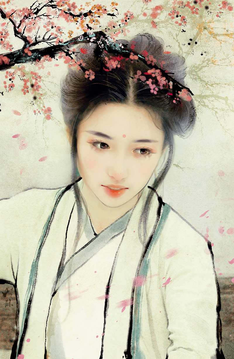 Photoshop制作中国风唯美主题工笔画人像效果,PS教程,PS家园网