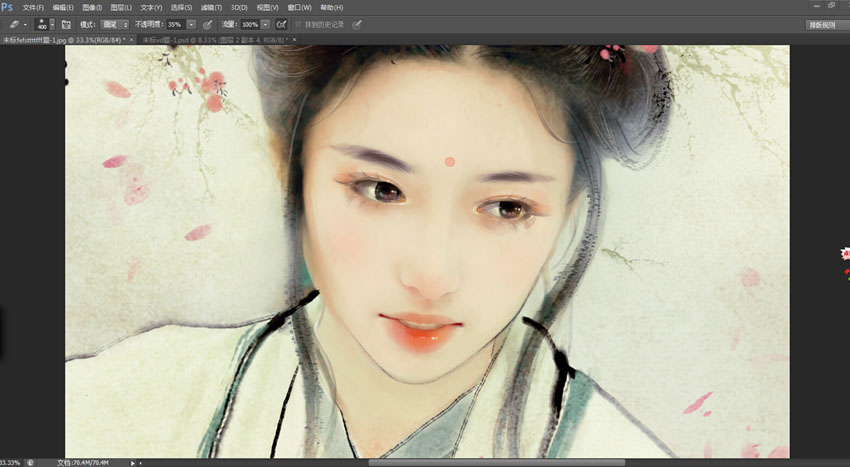 Photoshop制作中国风唯美主题工笔画人像效果,PS教程,PS家园网