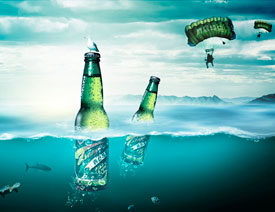 PS制作清爽的青岛纯生啤酒海报