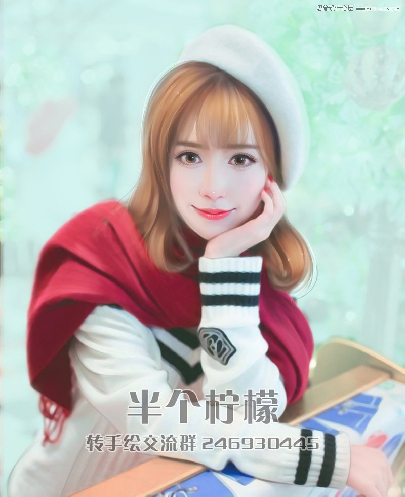 Photoshop快速把美女照片转为甜美转手绘效果,PS教程,PS家园网