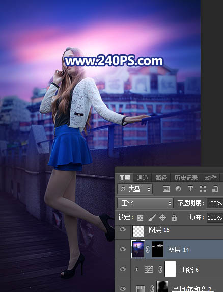 Photoshop给外景人像照片添加傍晚霞光效果,PS教程,PS家园网