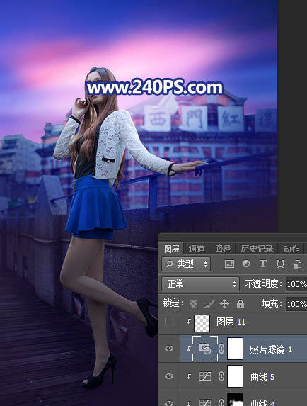 Photoshop给外景人像照片添加傍晚霞光效果,PS教程,PS家园网