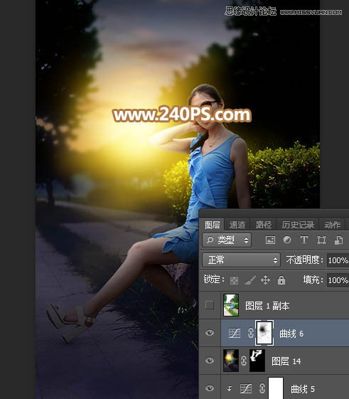 Photoshop给外景人像照片添加黄昏光效效果,PS教程,PS家园网