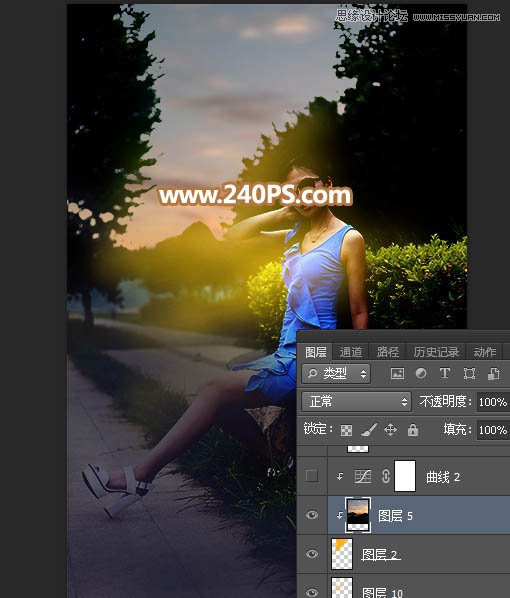 Photoshop给外景人像照片添加黄昏光效效果,PS教程,PS家园网
