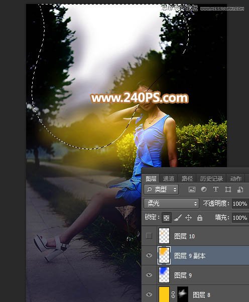 Photoshop给外景人像照片添加黄昏光效效果,PS教程,PS家园网