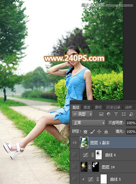 Photoshop给外景人像照片添加黄昏光效效果,PS教程,PS家园网