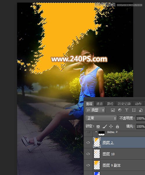 Photoshop给外景人像照片添加黄昏光效效果,PS教程,PS家园网