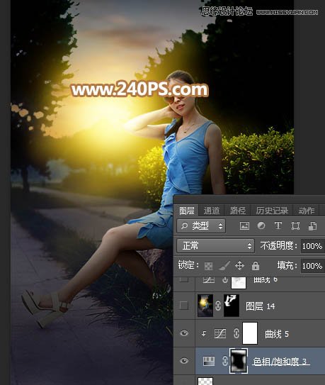 Photoshop给外景人像照片添加黄昏光效效果,PS教程,PS家园网